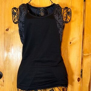 Athleta Black Patterned Tank Top